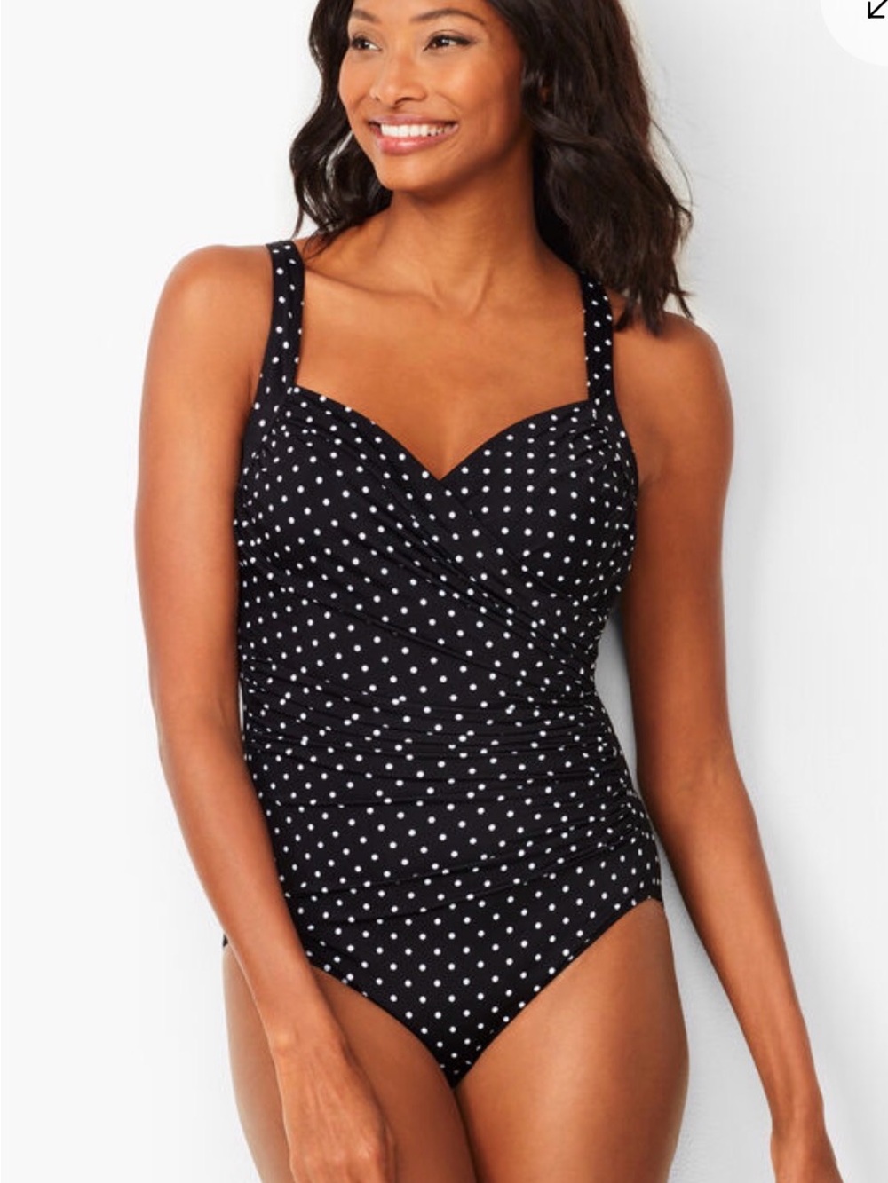 Miraclesuit Black and White Polka Dot One-Piece Swimsuit